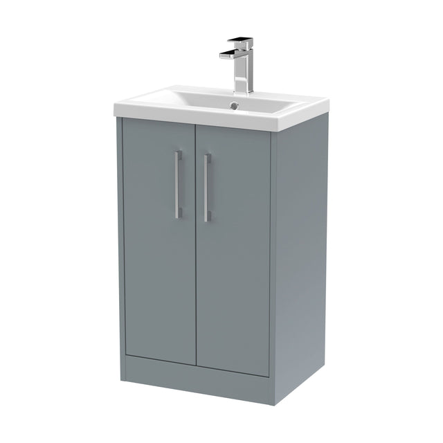 [BFPF2301A] Winshill Contemporary 2 Door Floor Standing Vanity Unit with Mid-Edge Basin, Grey, 500mm - Cutout