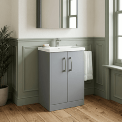 [BFPF2301A] Winshill Contemporary 2 Door Floor Standing Vanity Basin Unit with Mid-Edge Basin, Choice of Size and Colour