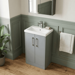 [BFPF2301A] Winshill Contemporary 2 Door Floor Standing Vanity Basin Unit with Mid-Edge Basin, Choice of Size and Colour