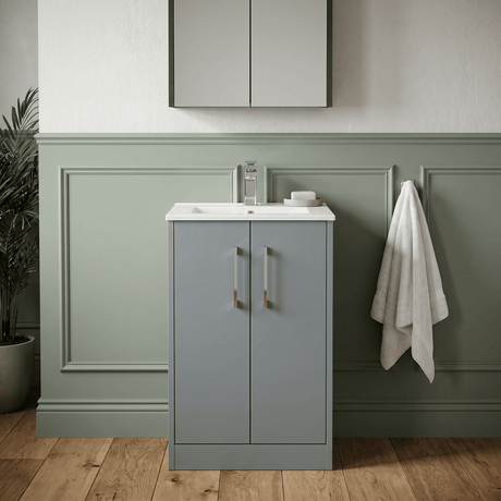 [BFPF2301B] Winshill Contemporary 2 Door Floor Standing Vanity Unit with Minimalist Basin - Choice of Size and Colour - Silo