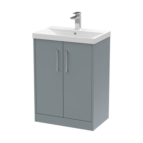 [BFPF2303D] Winshill Contemporary 2 Door Floor Standing Vanity Unit with Thin Edge Basin, Grey, 600mm - Cutout