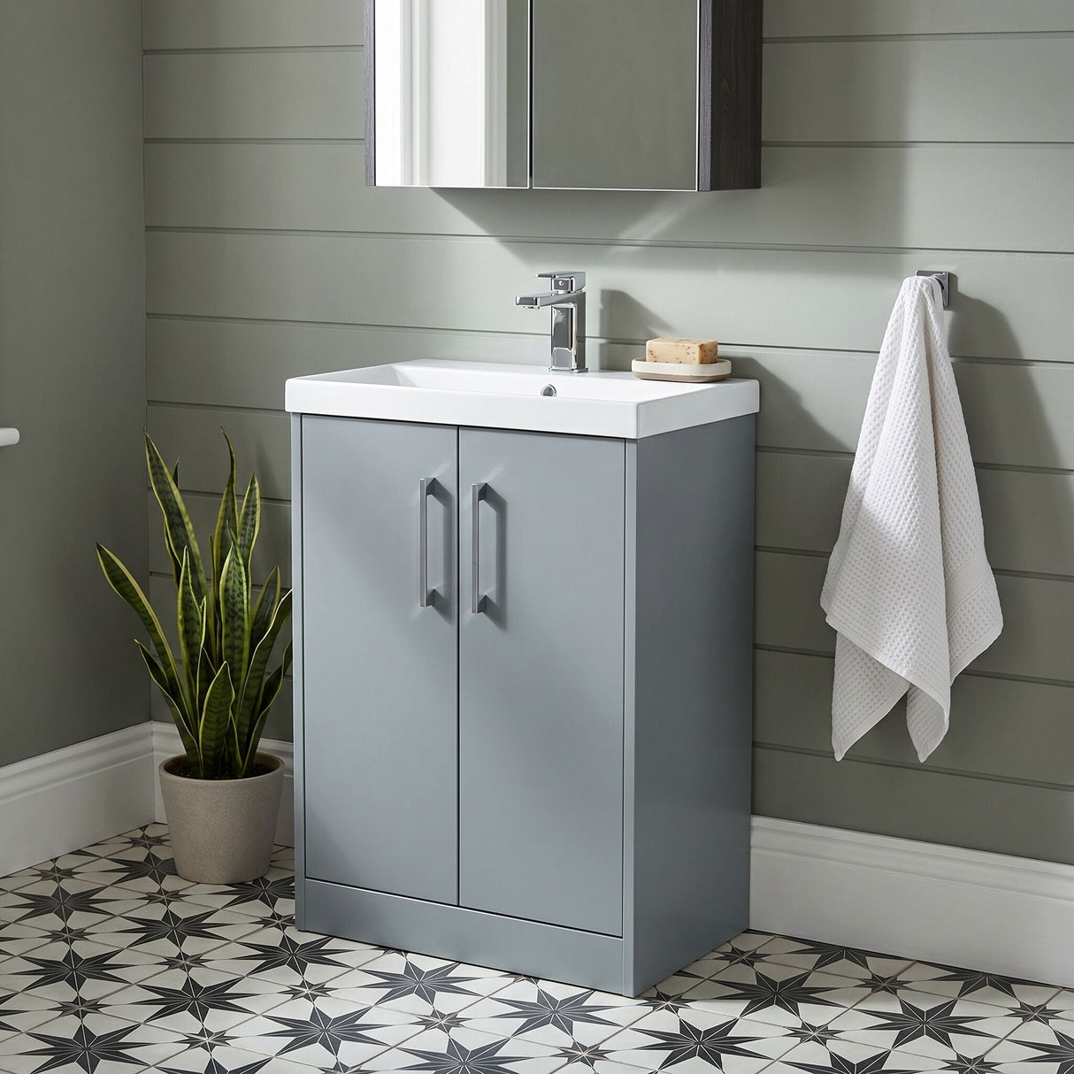 [BFPF2303D] Winshill Contemporary 2 Door Floor Standing Vanity Unit with Thin Edge Basin - Choice of Size and Colour