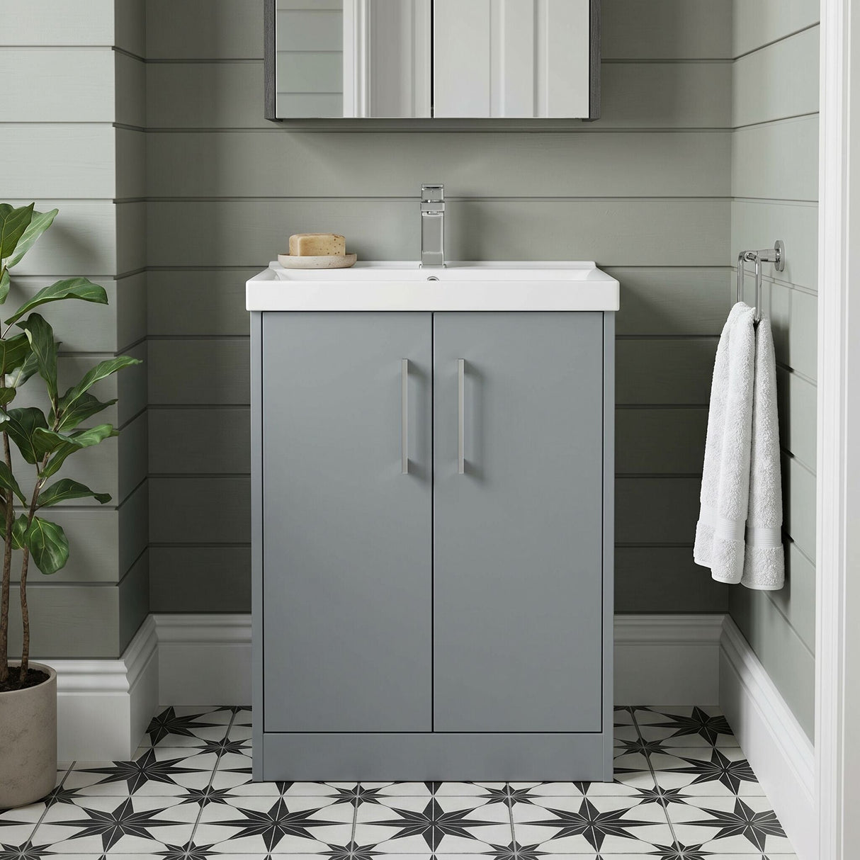 [BFPF2303D] Winshill Contemporary 2 Door Floor Standing Vanity Unit with Thin Edge Basin - Choice of Size and Colour - Silo