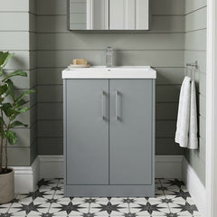 [BFPF2303D] Winshill Contemporary 2 Door Floor Standing Vanity Unit with Thin Edge Basin - Choice of Size and Colour - Silo