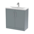 [BFPF2305A] Winshill Contemporary 2 Door Floor Standing Vanity Unit with Mid-Edge Basin, Grey, 800mm - Cutout