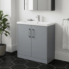 [BFPF2305A] Winshill Contemporary 2 Door Floor Standing Vanity Basin Unit with Mid-Edge Basin, Choice of Size and Colour