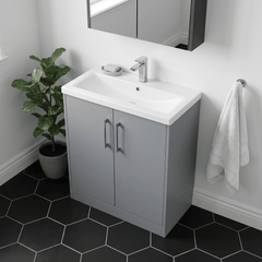 [BFPF2305A] Winshill Contemporary 2 Door Floor Standing Vanity Basin Unit with Mid-Edge Basin, Choice of Size and Colour