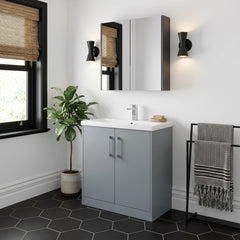 [BFPF2305A] Winshill Contemporary 2 Door Floor Standing Vanity Basin Unit with Mid-Edge Basin, Choice of Size and Colour
