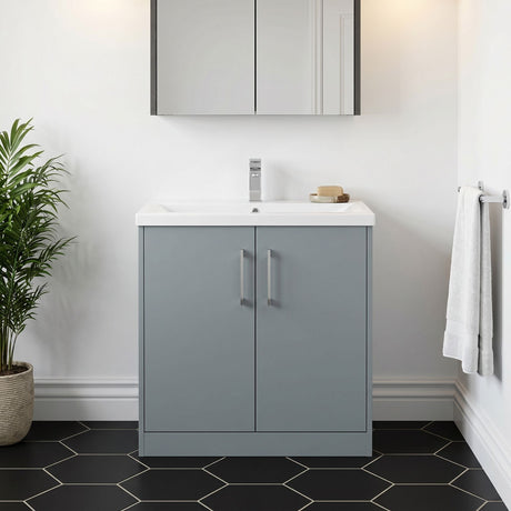 [BFPF2305A] Winshill Contemporary 2 Door Floor Standing Vanity Basin Unit with Mid-Edge Basin, Choice of Size and Colour - Silo