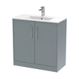 [BFPF2305B] Winshill Contemporary 2 Door Floor Standing Vanity Unit with Minimalist Basin, Grey, 800mm - Cutout