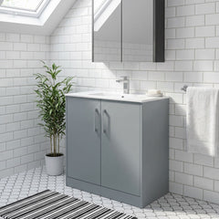 [BFPF2305B] Winshill Contemporary 2 Door Floor Standing Vanity Unit with Minimalist Basin - Choice of Size and Colour