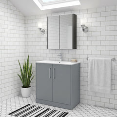 [BFPF2305B] Winshill Contemporary 2 Door Floor Standing Vanity Unit with Minimalist Basin - Choice of Size and Colour