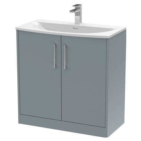 [BFPF2305G] Winshill Contemporary 2 Door Floor Standing Vanity Unit with Curved Basin - Choice of Size and Colour - Cutout