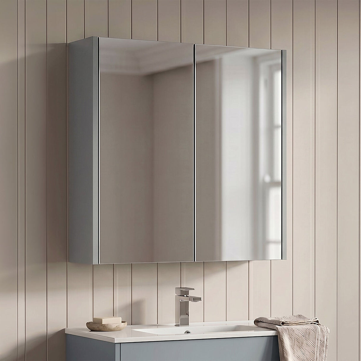 [BFPF2317] Winshill Wall Hung Mirror Cabinet Unit, 600mm, Choice of Colour - Silo