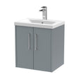 [BFPF2321A] Winshill Contemporary 2 Door Wall Hung Vanity Unit with Mid-Edge Basin, Grey, 500mm - Cutout