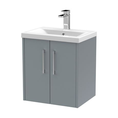 [BFPF2321A] Winshill Contemporary 2 Door Wall Hung Vanity Unit with Mid-Edge Basin, Grey, 500mm - Cutout