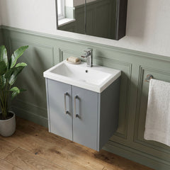 [BFPF2321A] Winshill Contemporary 2 Door Wall Hung Vanity Unit with Mid-Edge Basin - Choice of Size and Colour