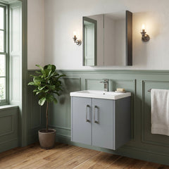 [BFPF2321A] Winshill Contemporary 2 Door Wall Hung Vanity Unit with Mid-Edge Basin - Choice of Size and Colour