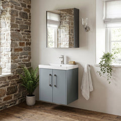 [BFPF2321D] Winshill Contemporary 2 Door Wall Hung Vanity Unit with Thin Edge Basin - Choice of Size and Colour