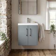 [BFPF2321D] Winshill Contemporary 2 Door Wall Hung Vanity Unit with Thin Edge Basin - Choice of Size and Colour - Silo