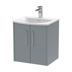 [BFPF2321G] Winshill Contemporary 2 Door Wall Hung Vanity Unit with Curved Basin - Choice of Size and Colour - Cutout