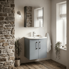 [BFPF2321G] Winshill Contemporary 2 Door Wall Hung Vanity Unit with Curved Basin - Choice of Size and Colour