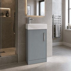 [BFPF2321R] Winshill Contemporary 1 Door Floor Standing Cloakroom Vanity Unit with Basin - Choice of Orientation and Colour