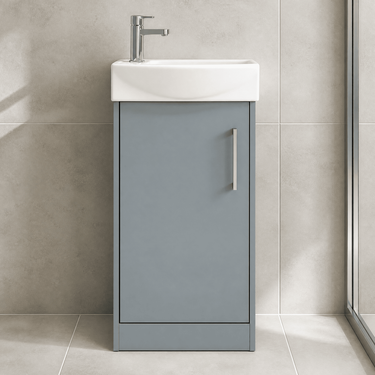 [BFPF2321R] Winshill Contemporary 1 Door Floor Standing Cloakroom Vanity Unit with Basin - Choice of Orientation and Colour