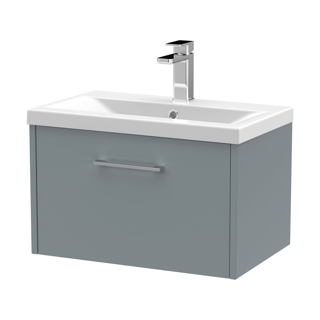 [BFPF2322A] Winshill Contemporary 1 Drawer Wall Hung Vanity Unit with Mid-Edge Basin - Choice of Size and Colour - Cutout