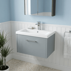 [BFPF2322A] Winshill Contemporary 1 Drawer Wall Hung Vanity Unit with Mid-Edge Basin - Choice of Size and Colour