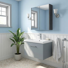 [BFPF2322A] Winshill Contemporary 1 Drawer Wall Hung Vanity Unit with Mid-Edge Basin - Choice of Size and Colour