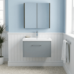 [BFPF2322A] Winshill Contemporary 1 Drawer Wall Hung Vanity Unit with Mid-Edge Basin - Choice of Size and Colour - Silo