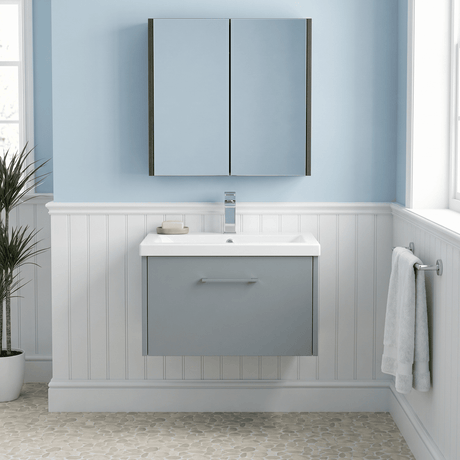 [BFPF2322A] Winshill Contemporary 1 Drawer Wall Hung Vanity Unit with Mid-Edge Basin - Choice of Size and Colour - Silo