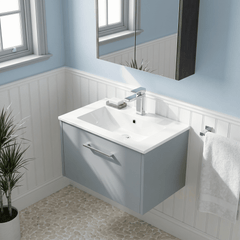 [BFPF2322B] Winshill Wall Hung 1 Drawer Vanity Unit with 1 Tap Hole Minimalist Basin, Choice of Size and Colour