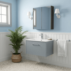 [BFPF2322B] Winshill Wall Hung 1 Drawer Vanity Unit with 1 Tap Hole Minimalist Basin, Choice of Size and Colour