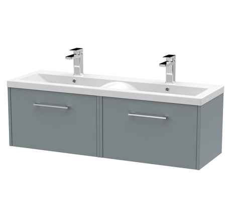 [BFPF2322F] Winshill Contemporary 2 Drawer Wall Hung Vanity Unit with Double Ceramic Basin, 1200mm, Choice of Colour - Cutout