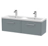 [BFPF2322F] Winshill Contemporary 2 Drawer Wall Hung Vanity Unit with Double Ceramic Basin, 1200mm, Choice of Colour - Cutout