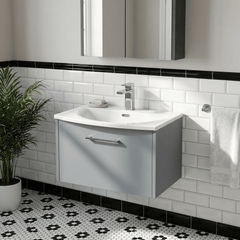 [BFPF2322G] Winshill Contemporary 1 Drawer Wall Hung Vanity Unit with Curved Basin, Choice of Size and Colour