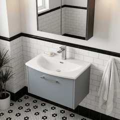 [BFPF2322G] Winshill Contemporary 1 Drawer Wall Hung Vanity Unit with Curved Basin, Choice of Size and Colour