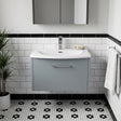 [BFPF2322G] Winshill Contemporary 1 Drawer Wall Hung Vanity Unit with Curved Basin, Choice of Size and Colour - Silo
