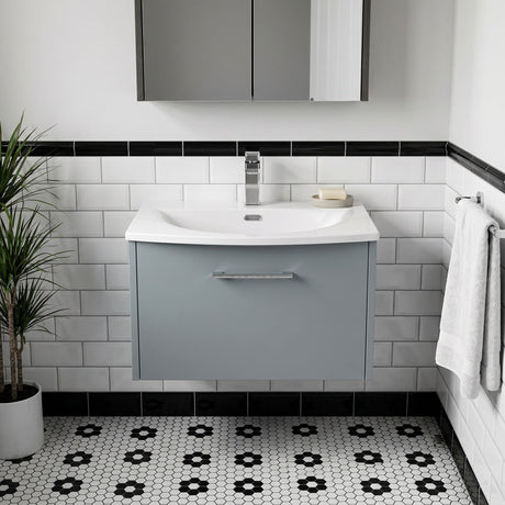 [BFPF2322G] Winshill Contemporary 1 Drawer Wall Hung Vanity Unit with Curved Basin, Choice of Size and Colour - Silo