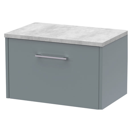 [BFPF2322LBG] Winshill Contemporary 1 Drawer Wall Hung Vanity Unit with Bellato Grey Laminate Worktop - Choice of Size and Colour - Cutout