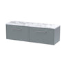 [BFPF2322LCM2] Winshill Contemporary 2 Drawer Wall Hung Vanity Unit with Carrera Marble Laminate Worktop - Choice of Colour - Cutout