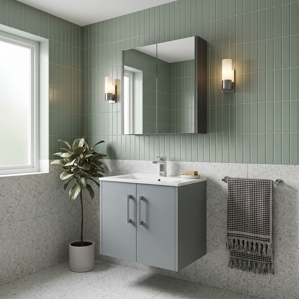 [BFPF2323B] Winshill Contemporary 2 Door Wall Hung Vanity Unit with Minimalist Basin - Choice of Size and Colour
