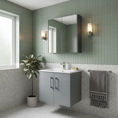 [BFPF2323B] Winshill Contemporary 2 Door Wall Hung Vanity Unit with Minimalist Basin - Choice of Size and Colour