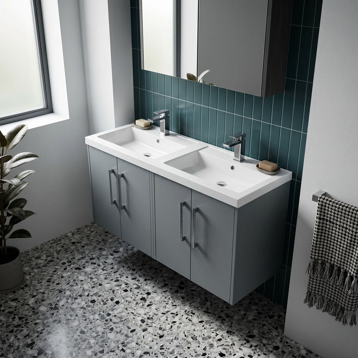 [BFPF2323C] Winshill Contemporary 4 Door 1200mm Wall Hung Vanity Unit with Thin Edge Basin - Choice of Colour