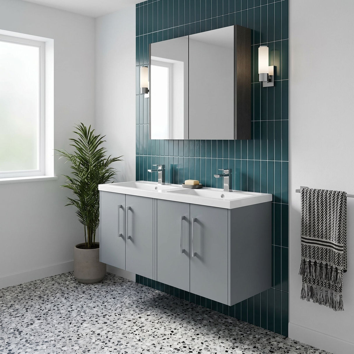 [BFPF2323C] Winshill Contemporary 4 Door 1200mm Wall Hung Vanity Unit with Thin Edge Basin - Choice of Colour