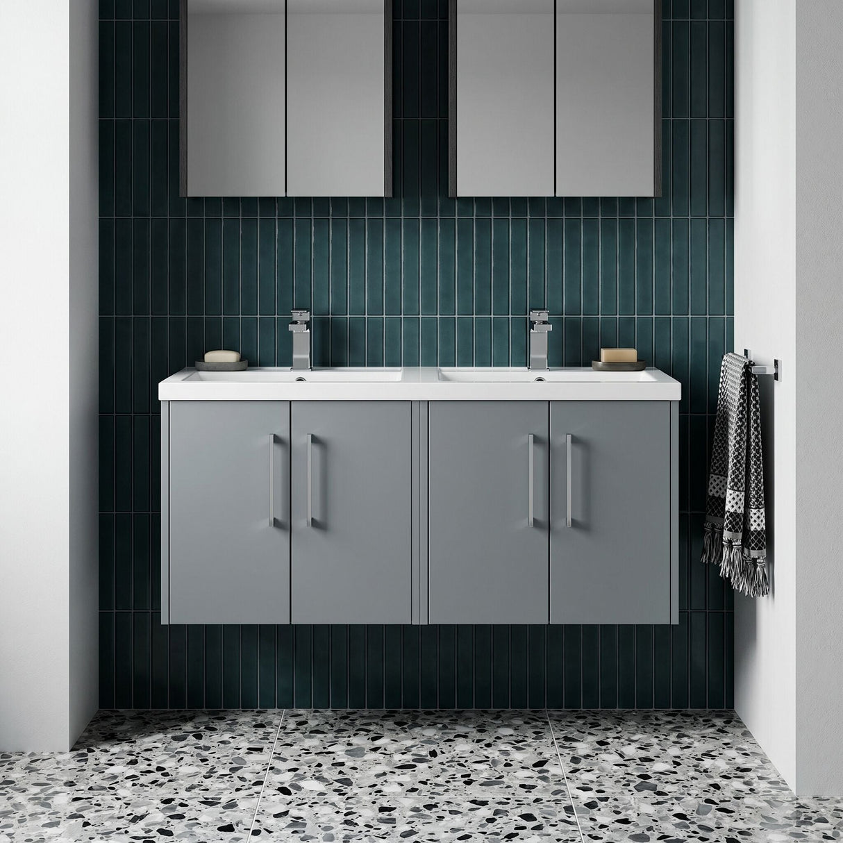 [BFPF2323C] Winshill Contemporary 4 Door 1200mm Wall Hung Vanity Unit with Thin Edge Basin - Choice of Colour - Silo