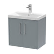 [BFPF2323D] Winshill Contemporary 2 Door Wall Hung Vanity Unit with Thin Edge Basin, Grey, 600mm - Cutout