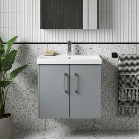 [BFPF2323D] Winshill Contemporary 2 Door Wall Hung Vanity Unit with Thin Edge Basin - Choice of Size and Colour - Silo
